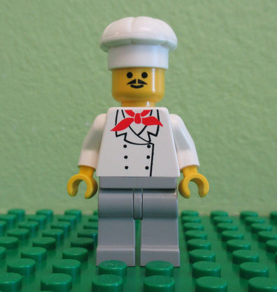 LEGO Minifigure-Chef - Light Bluish Gray Legs, Moustache-Town / Classic Town-CHEF011-Creative Brick Builders